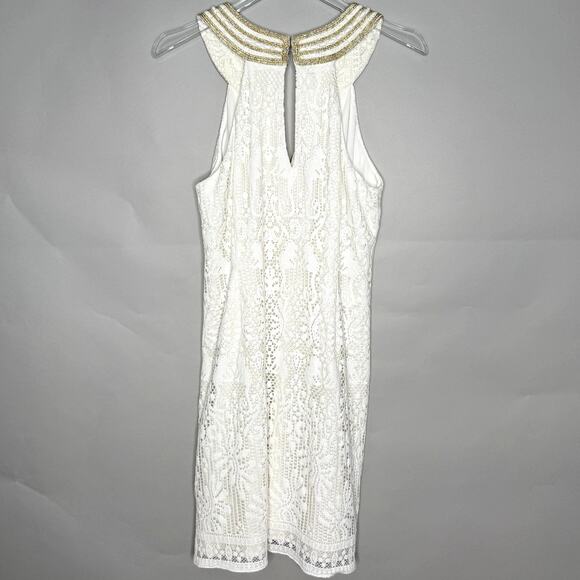 Lilly Pulitzer 8 Calera Jungle White Lace Gold Beaded Shift Dress Preppy Vaca - Picture 3 of 9